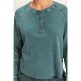 Zoey Waffle Long Sleeve Top - BarBelles Boutique