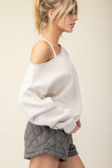 Unqiue Touch French Terry Off Shoulder Top