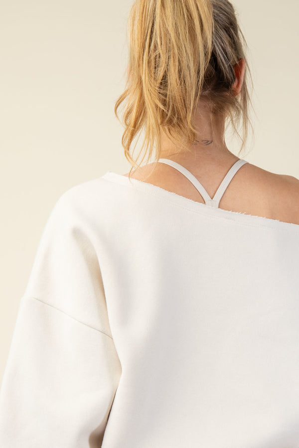 Unqiue Touch French Terry Off Shoulder Top