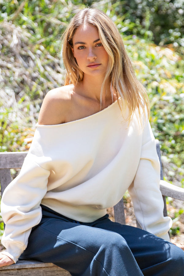 Unqiue Touch French Terry Off Shoulder Top