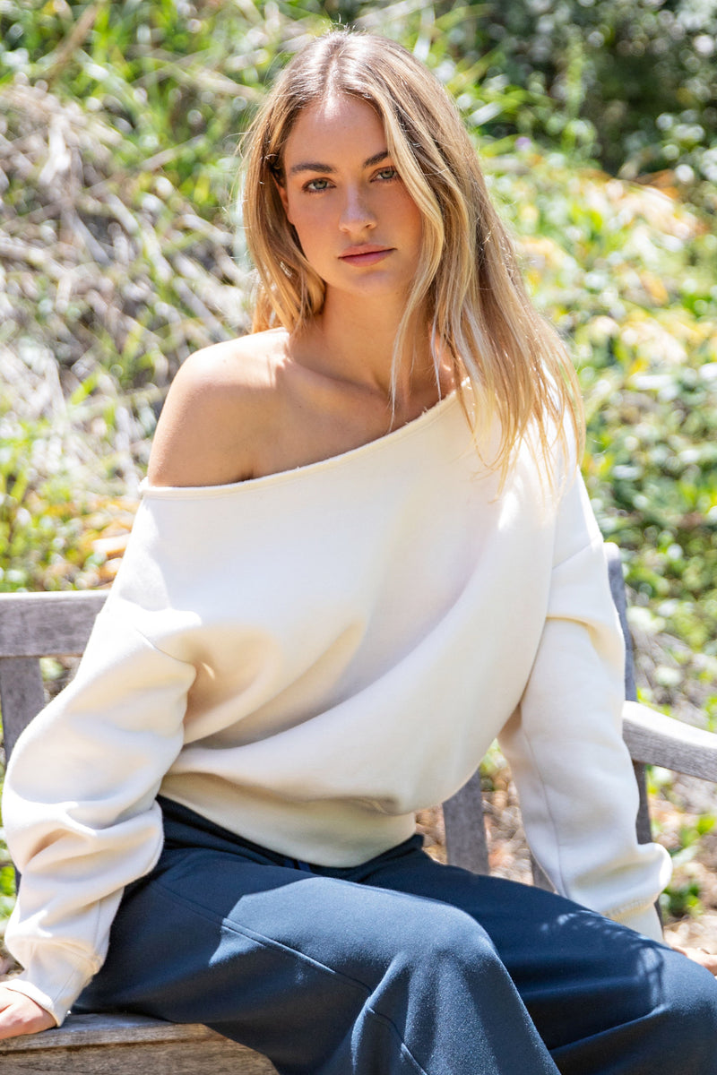 Unqiue Touch French Terry Off Shoulder Top