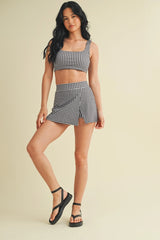 Gingham Slit Skort