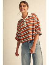 Laid Back Days Rugby Polo Top - BarBelles Boutique