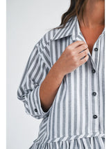 Mackenzie Stripped Ruffle Button Down - BarBelles Boutique