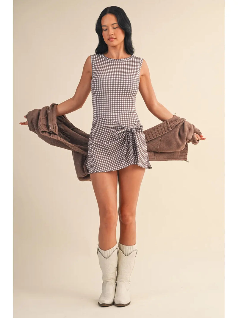 Wrap Tie Gingham Dress