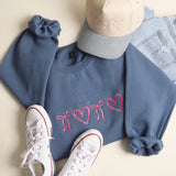 Sweet Hearts & Bows Embroidered Sweatshirt