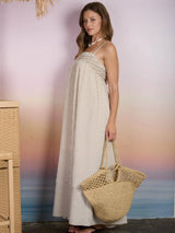 Carrie Embroidered Striped Maxi Dress - BarBelles Boutique