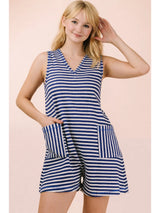 Casual Comfy Knit Stirpe Romper - BarBelles Boutique