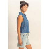 Kelly Denim Button Up Top