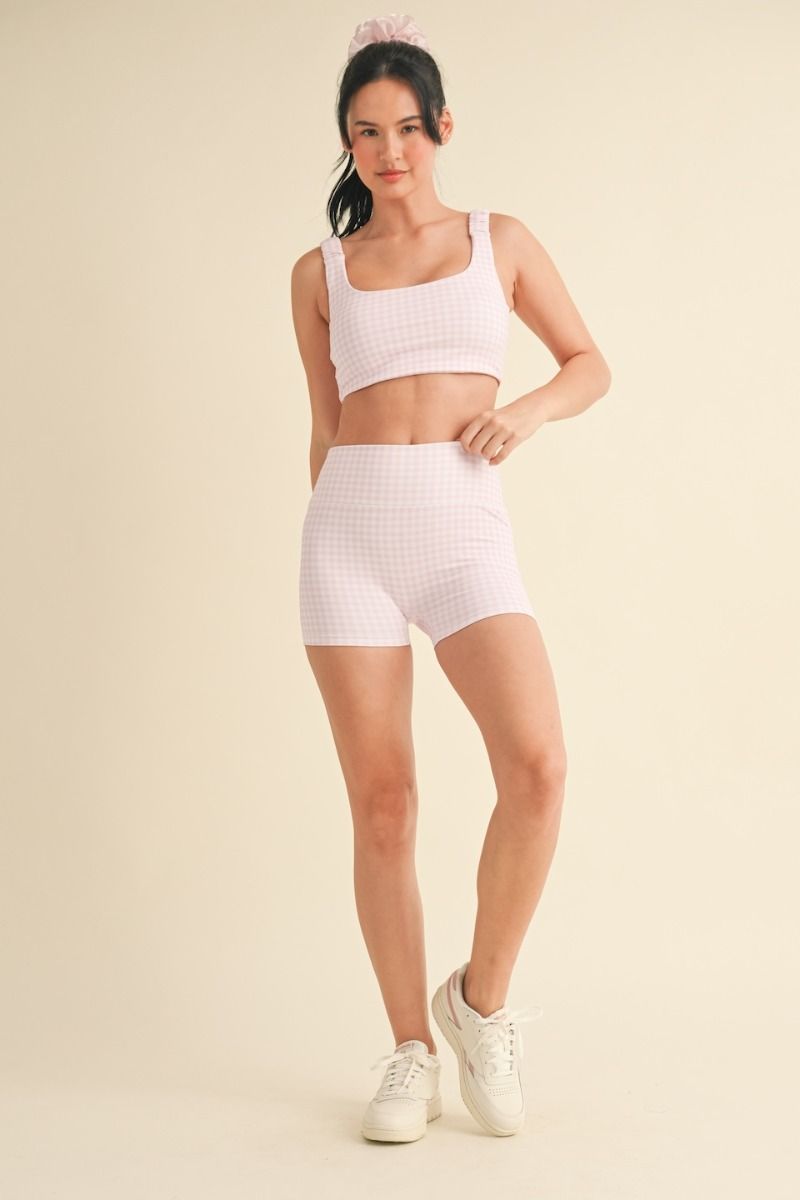Pink Gingham Sports Bra