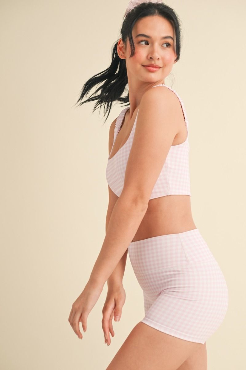 Pink Gingham Sports Bra