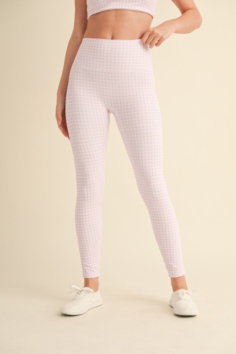 Pink Gingham High Rise Leggings