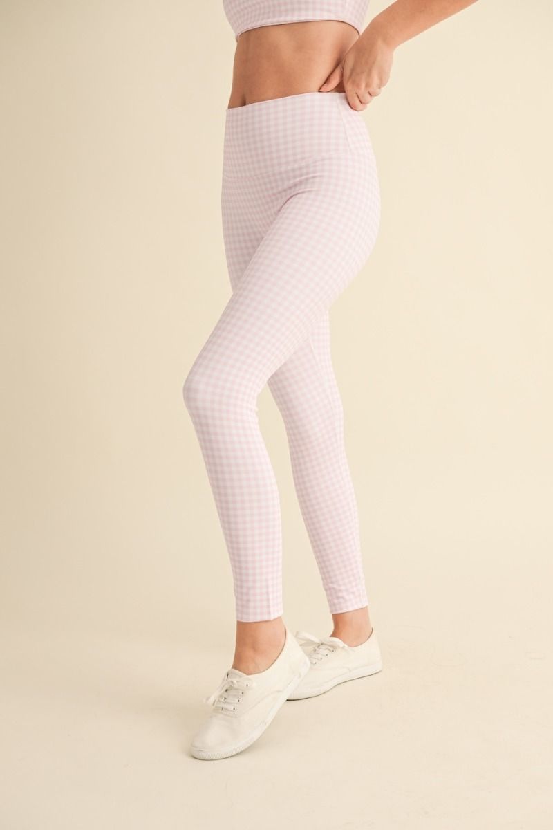 Pink Gingham High Rise Leggings
