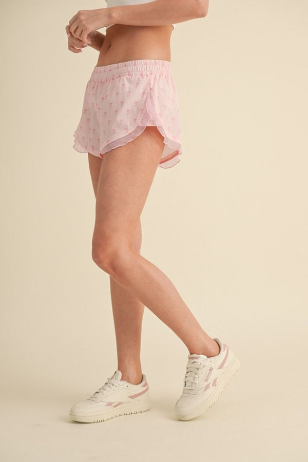 Ruffle Pink Bow Shorts