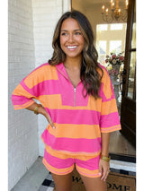 Summer Stripe Babe Oversized Tee Short Set - BarBelles Boutique