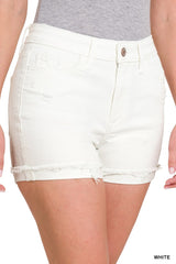 Cuffed Hem Denim Shorts