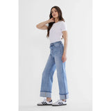 Emma High Raise Wide Leg Cuffed Hem Jeans - BarBelles Boutique