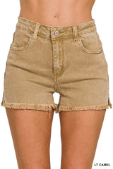 Acid Wash Hem Shorts