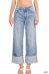 Bethany High Rise Cuffed Denim Jeans - BarBelles Boutique