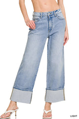Bethany High Rise Cuffed Denim Jeans - BarBelles Boutique