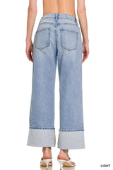 Bethany High Rise Cuffed Denim Jeans - BarBelles Boutique