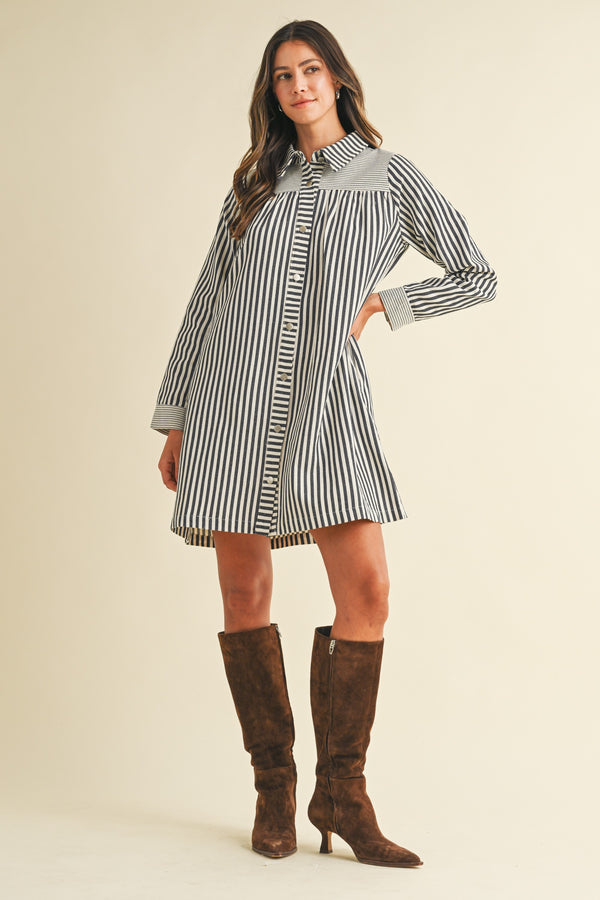 Stripe Girly Babydoll Mini Dress