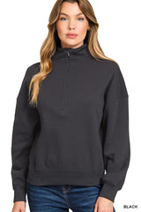 Coffee Run Half-Zip Sweatshirt - BarBelles Boutique