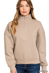 Coffee Run Half-Zip Sweatshirt - BarBelles Boutique