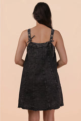 Washed Denim Mini Dress - BarBelles Boutique