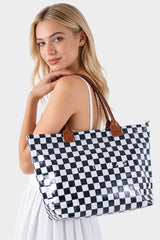 Checkered Tote Bag - BarBelles Boutique