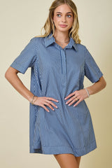 Blue Skies Striped Swing Dress - BarBelles Boutique