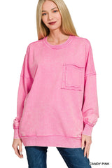 Everyday Darlin Raw Edge Pocket Pullover - BarBelles Boutique