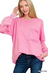Everyday Darlin Raw Edge Pocket Pullover - BarBelles Boutique