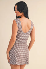 Wrap Tie Gingham Dress