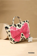 Leopard Bow Tote Bag - BarBelles Boutique