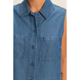 Kelly Denim Button Up Top