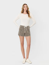 High Rise Denim Leopard Shorts - BarBelles Boutique
