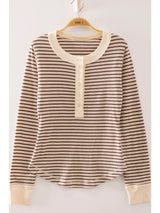 Henley Striped Ribbed Top