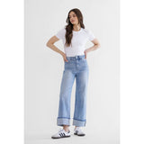 Emma High Raise Wide Leg Cuffed Hem Jeans - BarBelles Boutique