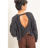 Comfort Zone Waffle Knit Open Back Top - BarBelles Boutique