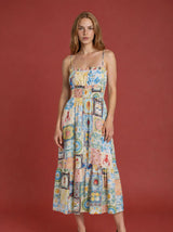 Positano Motif Spaghetti Strap Midi Dress - BarBelles Boutique
