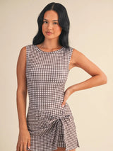 Wrap Tie Gingham Dress