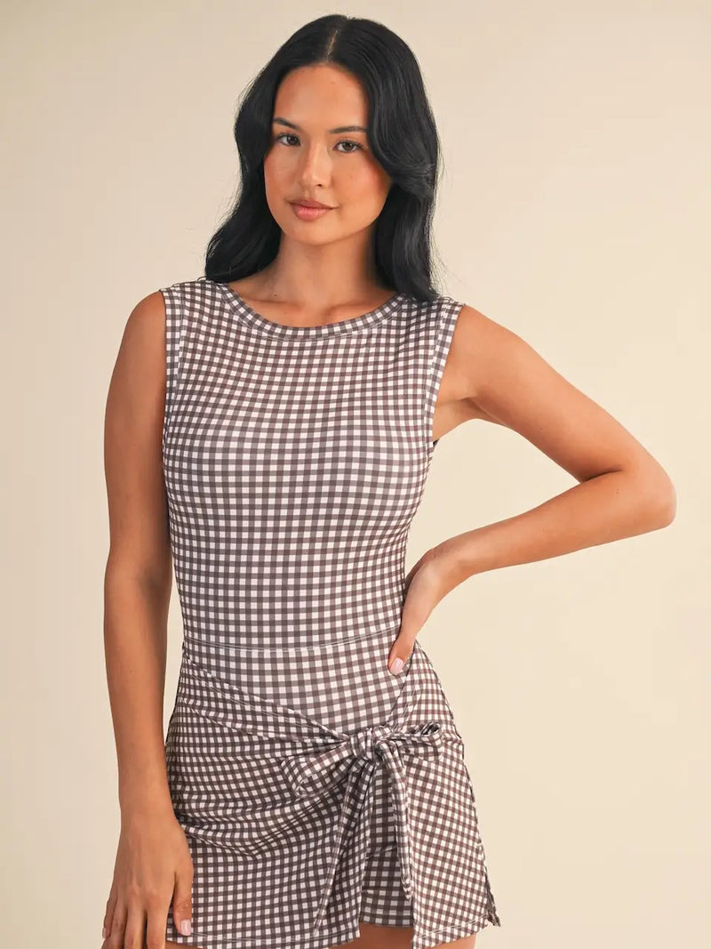 Wrap Tie Gingham Dress