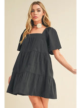 Lady In Black Poplin Dress - BarBelles Boutique