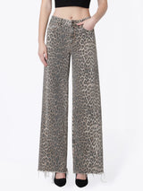 All The Leopard High Rise Wide Leg Jeans - BarBelles Boutique