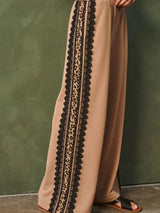 Jade Lace Striped Leopard Pants - BarBelles Boutique