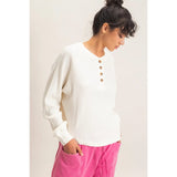 Zoey Waffle Long Sleeve Top - BarBelles Boutique
