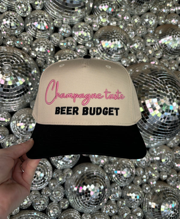 Champagne Taste Beer Budget Embroidered Hat
