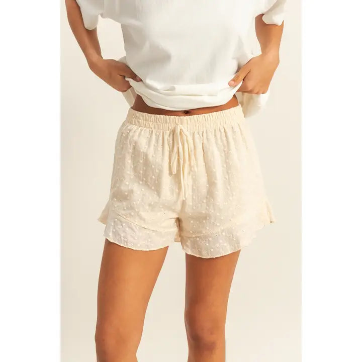 She's Cute Ruffle Hem Shorts