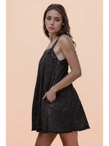 Washed Denim Mini Dress - BarBelles Boutique